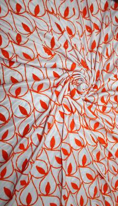 Mandap Bazaar Fabric drape 15 feet long x 4.5 width, For Stage Décor_ Orange Flower