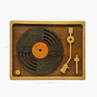 LET ME DECOR RETRO Vinyl Record Player Wooden Wall Hanging Art