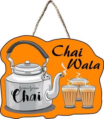 Arsh Variety Store Chai Wala Wall Hanging Board Plaque Sign Home Decor