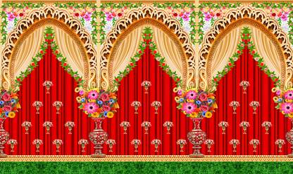 Backdropon Decorative Flower Design Printed Fabric Backdrop (5Feet Height & 8Feet width)