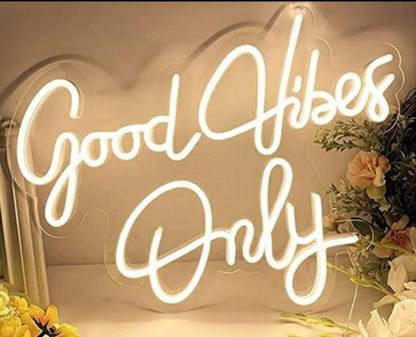 Impresion Good Vibes Only Led Warm White Neon Light for Home Decorative(12X-18X Inch)