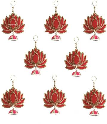 MRB Handmade Wall Decor Lotus with jhumki Style Hanging for Home Decor, Diwali Pack of 6