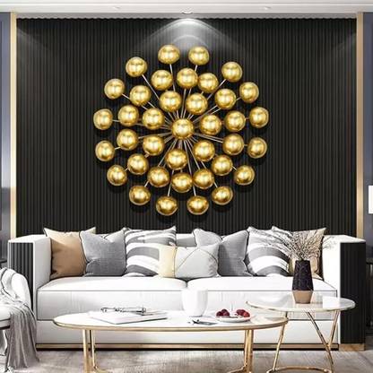 Zove Gold Metal Sphere Wall Art Modern Metal Starburst Sculpture for Living Room