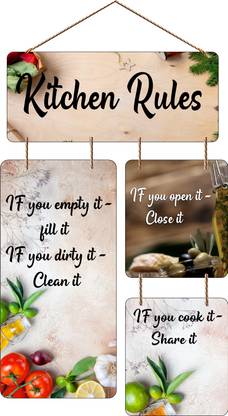 Proxoto Kitchen Rules Wooden Wall Hanging | Wooden Wall Decore | MDF Wooden for Wall |
