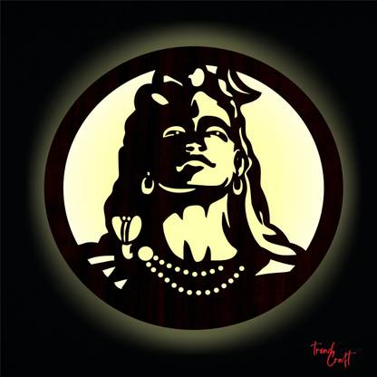 trendDecor Craft Adiyogi Wall Hanging Decor with LED Light Neelkanth Mahadev- Home Decor