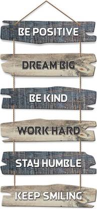 KK CRAFT Positive Thoughts Decorative Wooden Wall Hanging For Home Decor