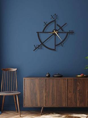 UNIQUE ADS MEDIA Mild Steel Compass Unique Metal Wall Clock (Black, 1.5X1.5 ft)