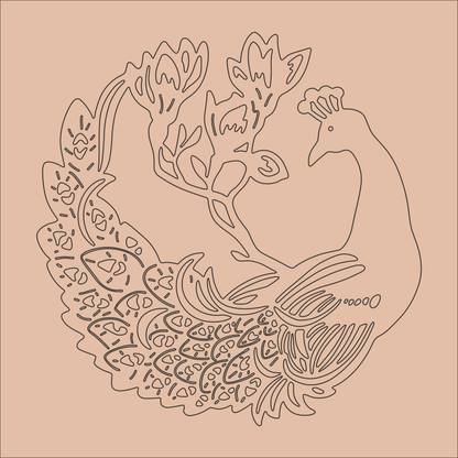 MAURYA ENTERPRISES DIY creator Premarked MDF Square Base for Lippan art/Dot Mandala peacock design