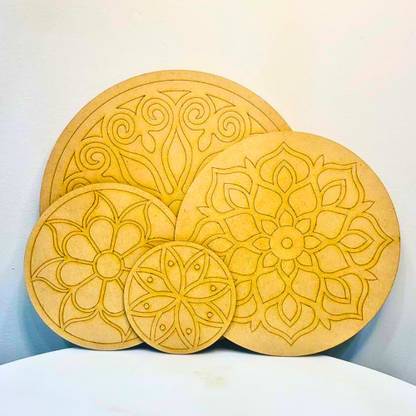 Millions Gift Pre Marked Design Wooden Boards Cutout Lippan Art Painting Board CM-01 Pack of 4