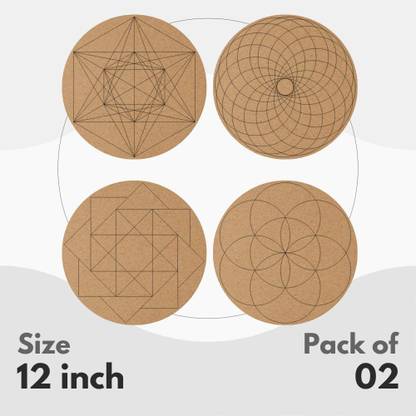 Stellx MDF Wooden Board Mandala Design, Pre-Marked Round Cutout for Art and craft Pack of 2