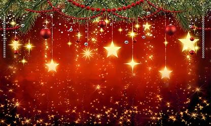 Backdropon Shining Stars Christmas Design Printed Fabric Backdrop (5Ft Height & 8Ft width)