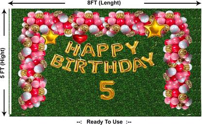 Sukalpa Happy Birthday Decoration Backdrop Alter Cloth for 5 Year Baby Birthday
