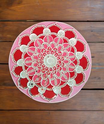 KUK KU Wall hanging Flowers Mirror Lippan Art