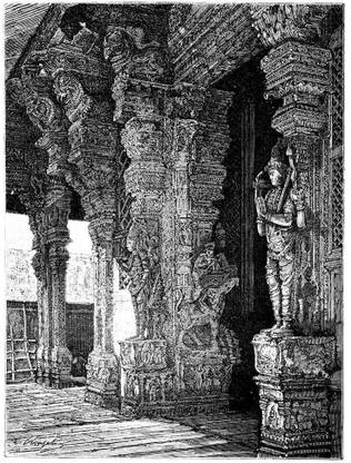 Pitaara Box Victorian Engraving Of The Pudhu Mandapam Madurai India Framed Wall Art Painting Print Canvas 21.2 inch x 16 inch Painting