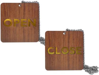 veaps Open Close two sided MDF Sign Board Signage with Steel Chain for hanging