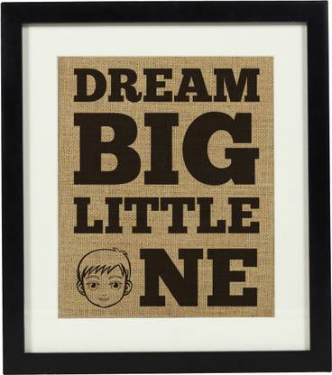 Darling Souvenir Dream Big Little One Burlap Print Baby Room New Mom Gift-Burlap Print with Frame