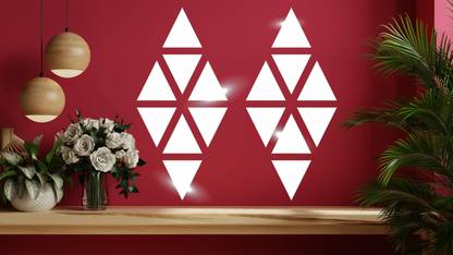 Gloshvi Acrylic Mirror Triangular Shape, Set of 16 for Home & Wall Decoration Pack of 16