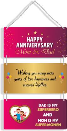 Regalocasila Beautiful Star Printed Mom Dad Anniversary Quotes Wooden Wall Hanging