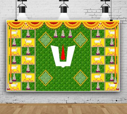 kailash creation Tirupati Balaji Decoration Backdrop Cloth for Pooja Decoration