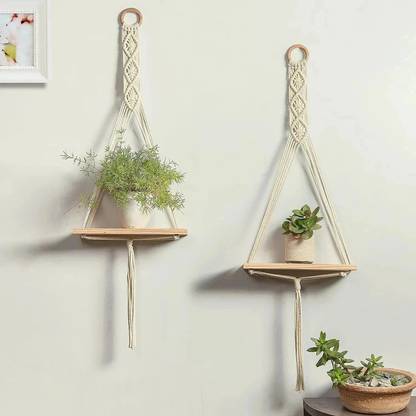 GULLAK Macrame Wall Hanging Shelf for Home Decor Item Pack of 2