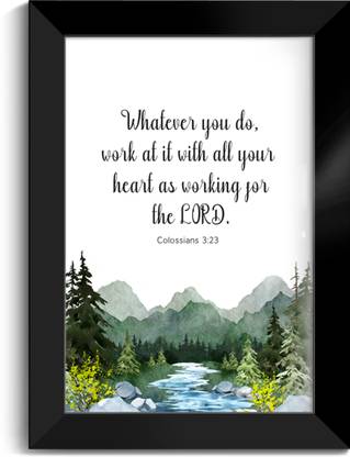 ELBEN CREATIVES Bible Verse Wall Frame: Whatever you do, work at it with all your heart-Col 3:23