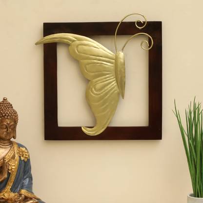 Vedas Arya Left Butterfly Wooden Frame Wall Décor