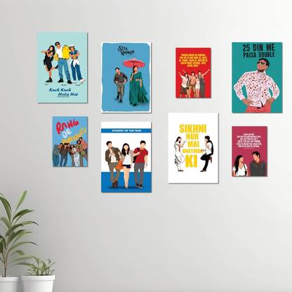 Swister Decor Famous Bollywood Dialogues Design Posters Pack of 8