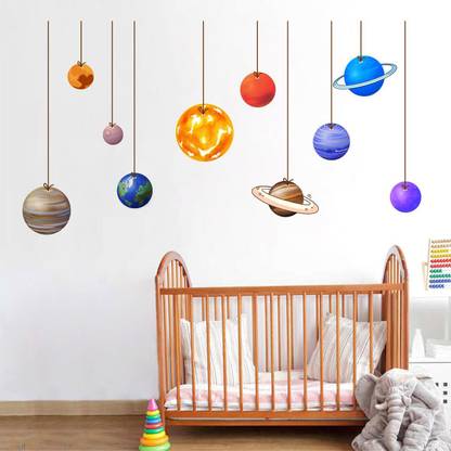 WALLPIK Space Nine Planers Solor Sun System Kids Fun Learning Wall Decals WP205
