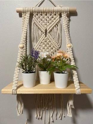 Aain Macrame Wall Hanging Shelf Bohemian Pattern