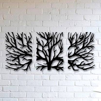 Gojeeva 3D Wall Art TREE 3 PIECES WALL ART 148(Color-Black,Suitable for Bedroom, Lobby,Dinning Room,Wall) Decorative Showpiece  -  30 cm