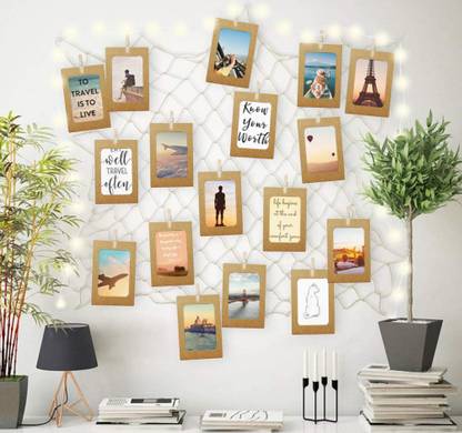 INFIPRISES Fish Net with 100 Led Fairy String Light, 20 Brown Frame and 20 Clip Pack of 20