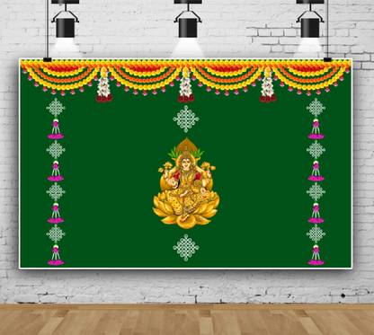 CLASSYPRINT Traditional Varamahalakshmi Backdrop Cloth for Festival Decoration