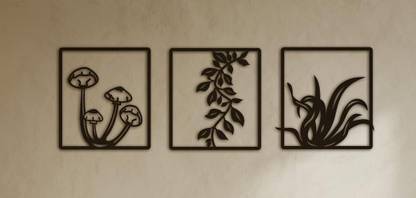 GORVI EXPORT Set of 3 Botanical Wall Decor, Plant Art, Panel Set, Decorative Item Pack of 3