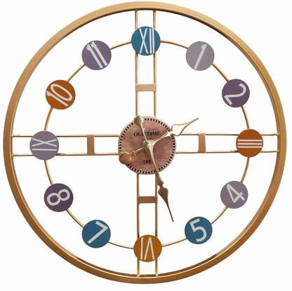 Vandana Collection Modern Wall Clock Gold Metal Frame Decorative Roman Numerals