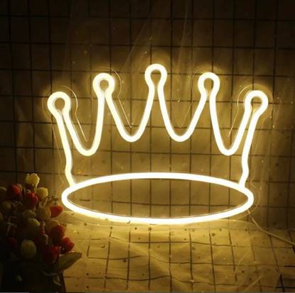 Maxclu Crown Neon Signs Hanging Lights Art Decor Led Crown Neon Light