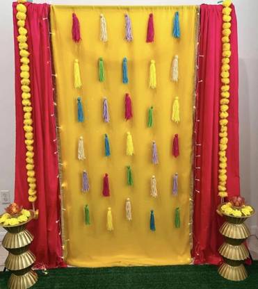 suukoon handmates Haldi mehndi function background decoration tussle Pack of 5
