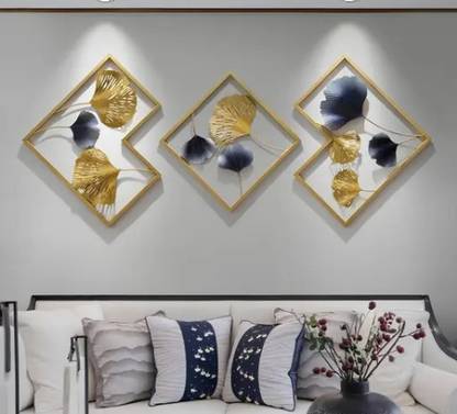 JH CRAFTY Multicolor Decorative Metal Wall Art Decor Sculpture Set Of 3 For Living