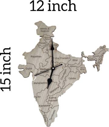 woodiography Indian map clock