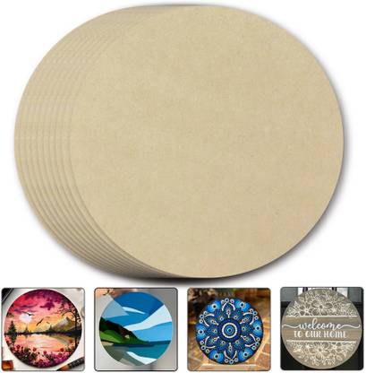 Crafts shoppe 12 Inch Round Pine MDF Art Board Boards for Craft Projects Mandala Pyrography Pack of 10