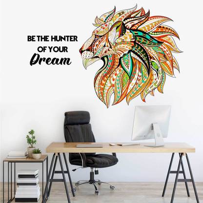 WALLPIK Animal King Lion Zentangle Art Motivation Quote WP223