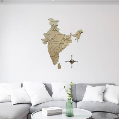 AXISCREATION 3D Wooden Map of India Wall decor (21x24 feet, Dark Brown Maple)