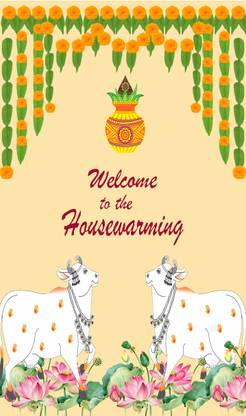 Backdropon Housewarming with Garland Design Printed Fabric Backdrop(8Ft Height & 5Ft width)