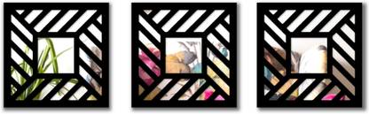 VAH Decorative Wall Mirror Block Design Black 3 Piece Set of 1 Square Shape Mirror