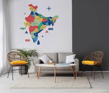 THEWOODENMAPS 3D INDIA WOODEN MAP FOR WALL