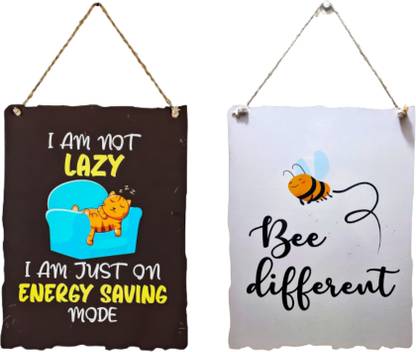 Desi Craftholic Iam not Lazy & Be Different Wall Hanging Pack of 2