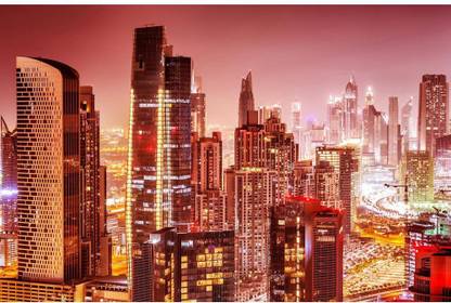 Artzfolio Dubai At Night, UAE Canvas Painting on Engineered Wood Frame 21.2 x 14 inch Canvas 14 inch x 21.2 inch Painting