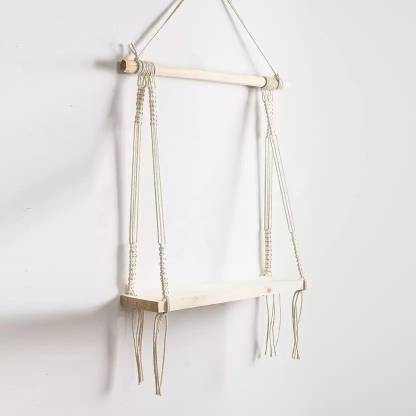 ONEDEEP Macrame Wall Hanging Shelf Wood Floating