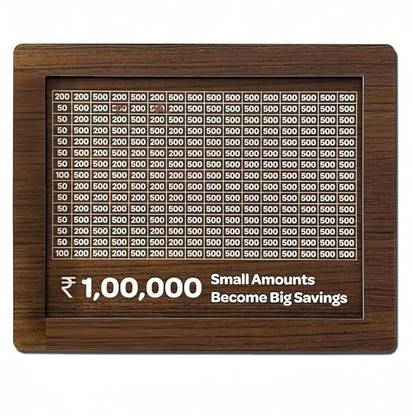 Mamrt art creations Wooden Money Saving Box | Counting target money box | Coin box for saving