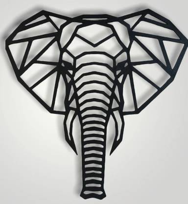 One Trade India Geometric Elephant Head Wall Decor Wooden Animal Art Home Decorations Wall Art