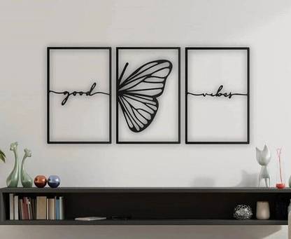 IRIS Decore Good Vibes MDF Plaque Cutout Ready To Hang Home Office Decor Wall Art